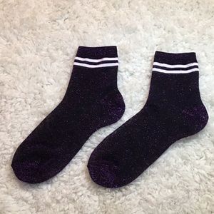 Urban Outfitters Black/Purple Glitter Socks
